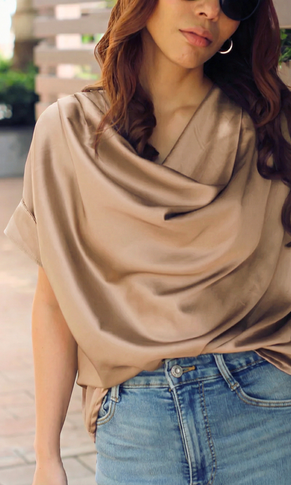 Greyish Mauve Cowl Neck Top