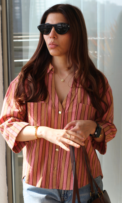 Orange Blush Cotton Cropped Shirt