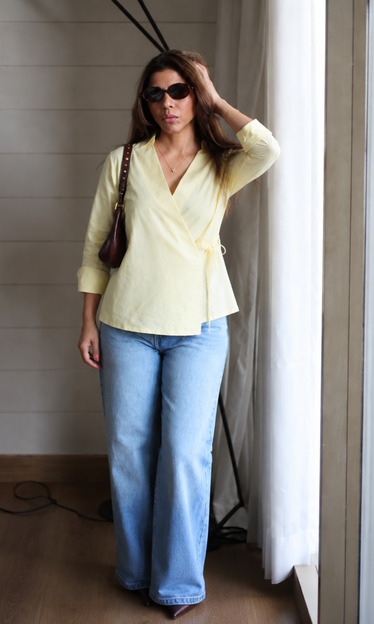 Butter Yellow Wrap Cotton Top