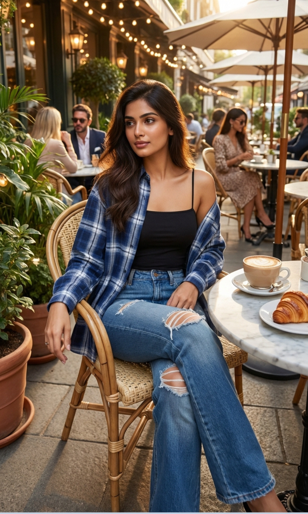 Blue-Grey Plaid Cotton Checked Shirt