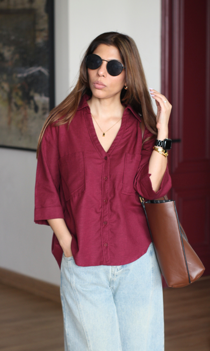 Mulberry Wine Loose Shirt
