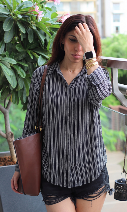 Soft Black Striped Shirt