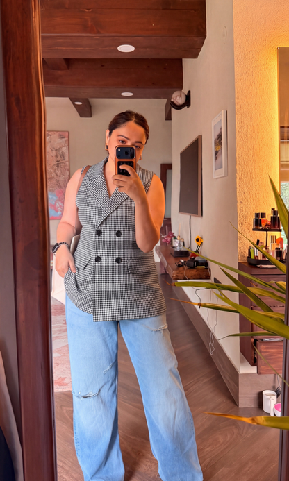 Charcoal Tweed Double-Breasted Waistcoat