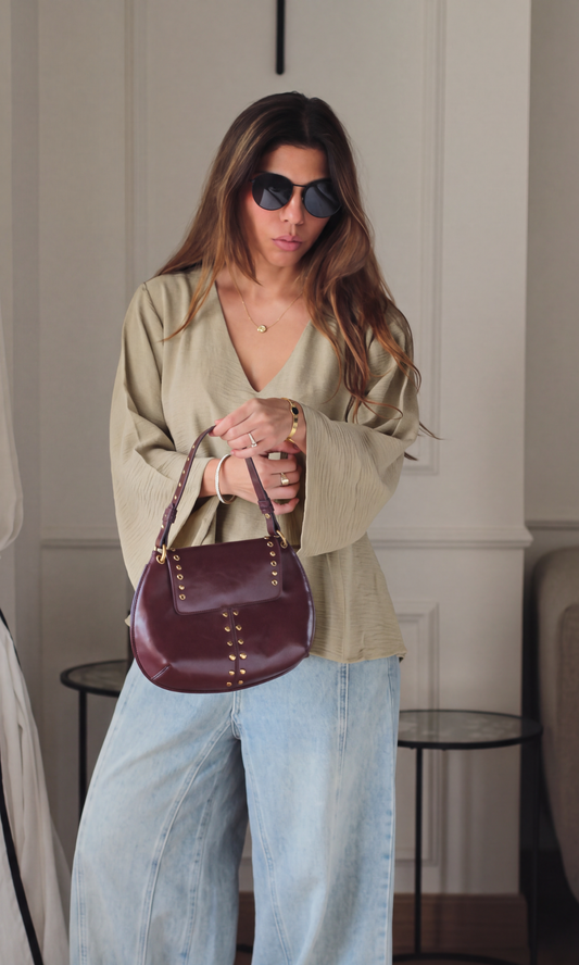 Soft Sage V-Neck Peplum Top