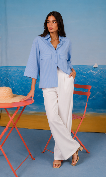 Sky Blue Stripe Utility Shirt