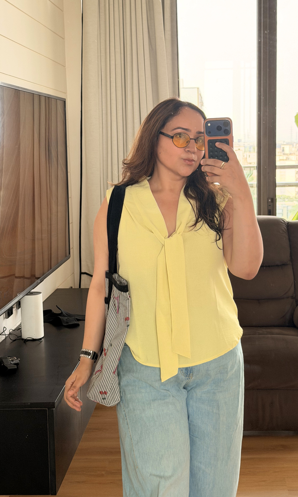 Butter Yellow Tie-Detail Top