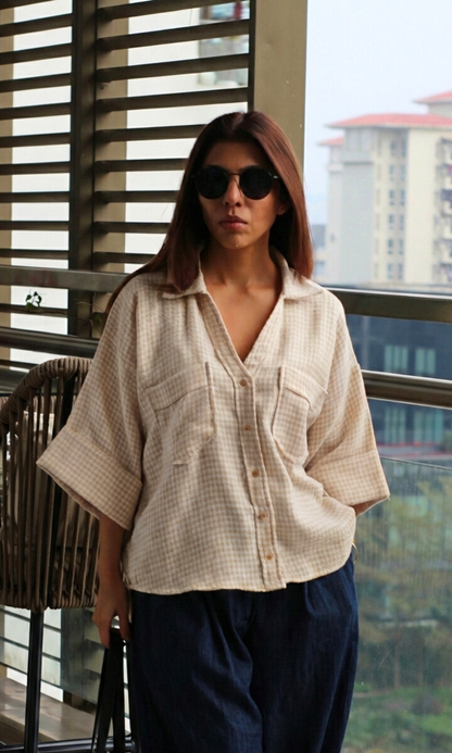 Beige Weave Loose Shirt