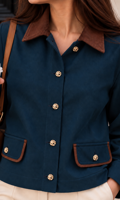 Teal Colour-Block Overshirt