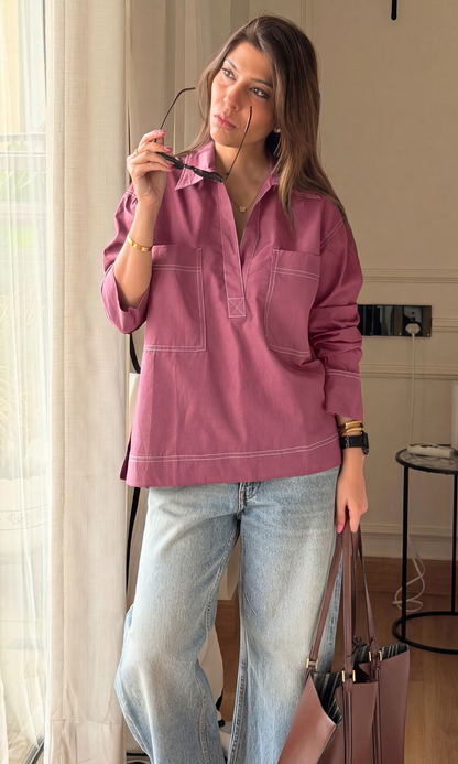 Vintage Rose Topstitch Utility Top