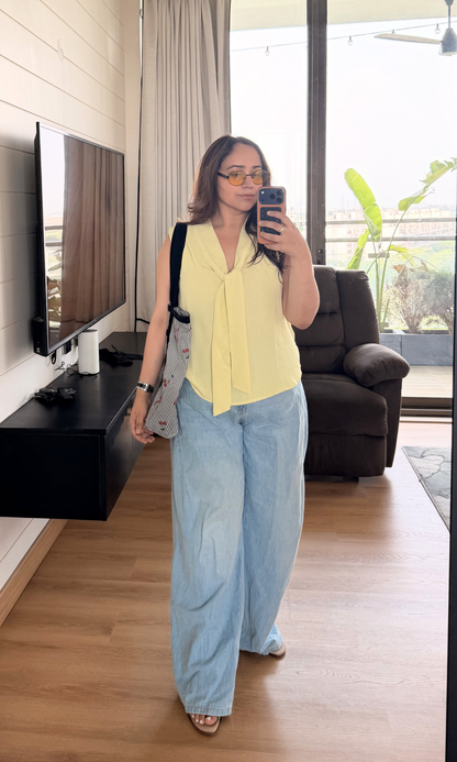 Butter Yellow Tie-Detail Top