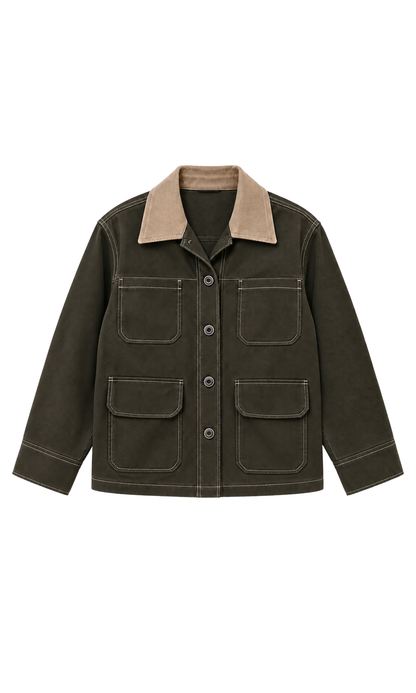 Olive Denim Utility Jacket