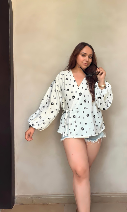 Black Flower Embroidered Kimono