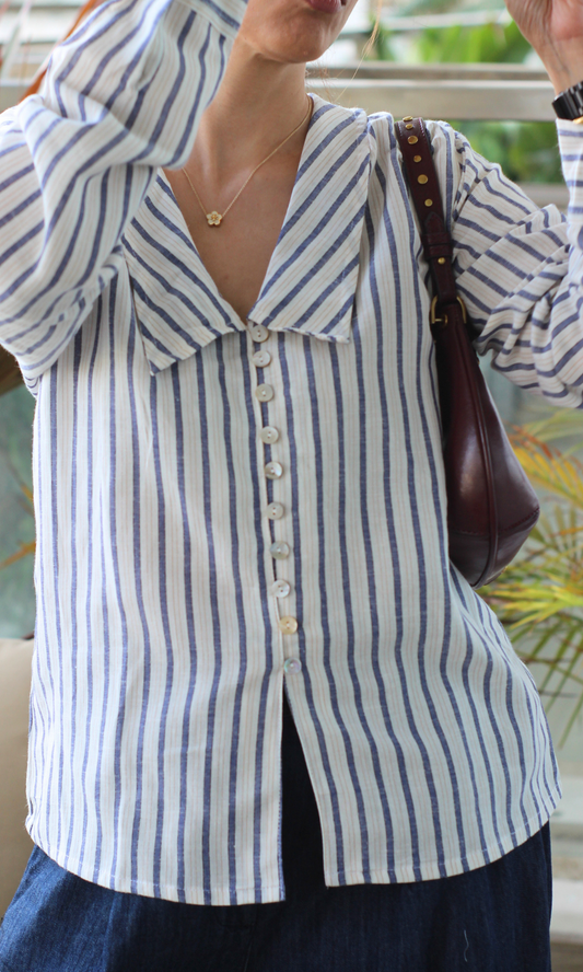 Linear Peter Pan Collared Shirt