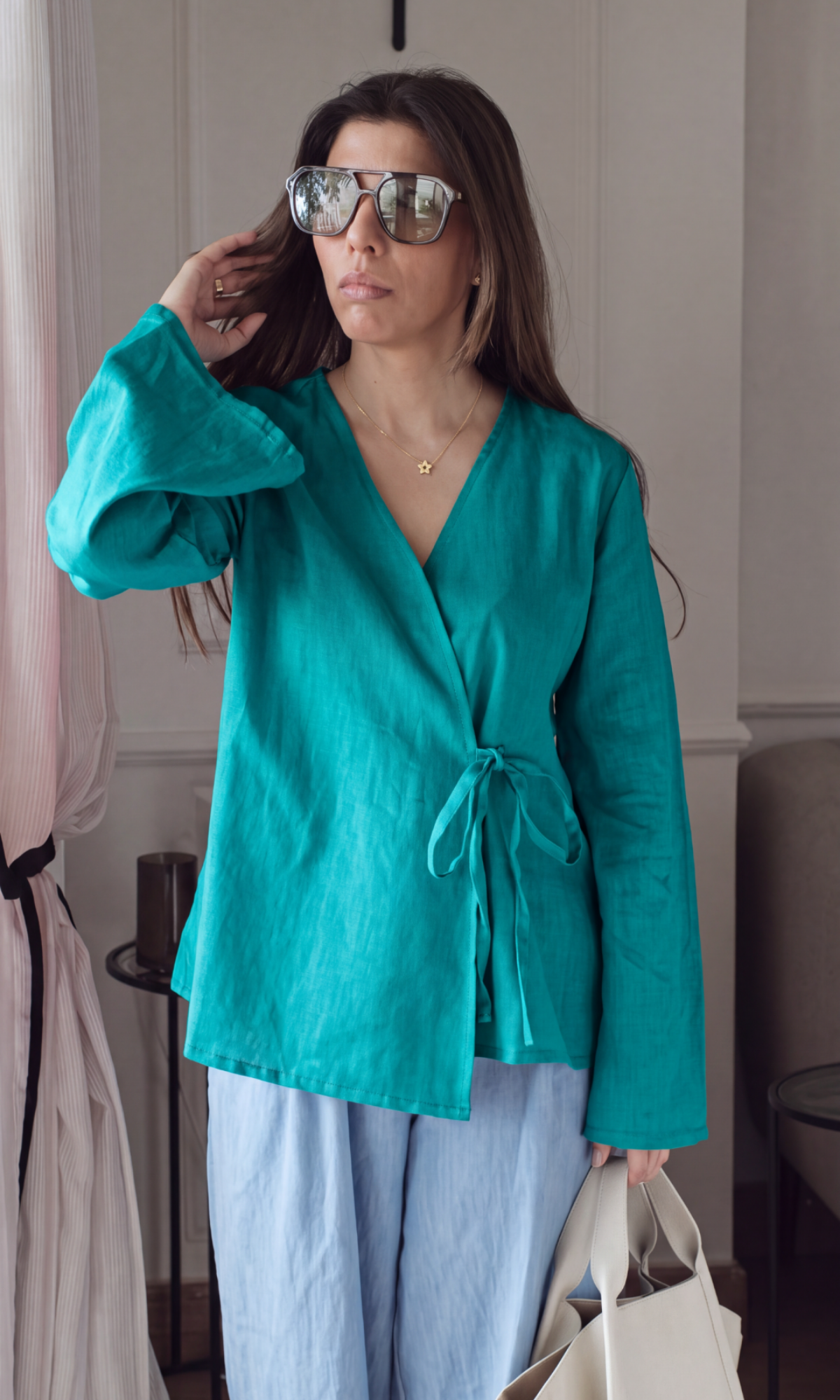 Transformative Teal Kimono Top