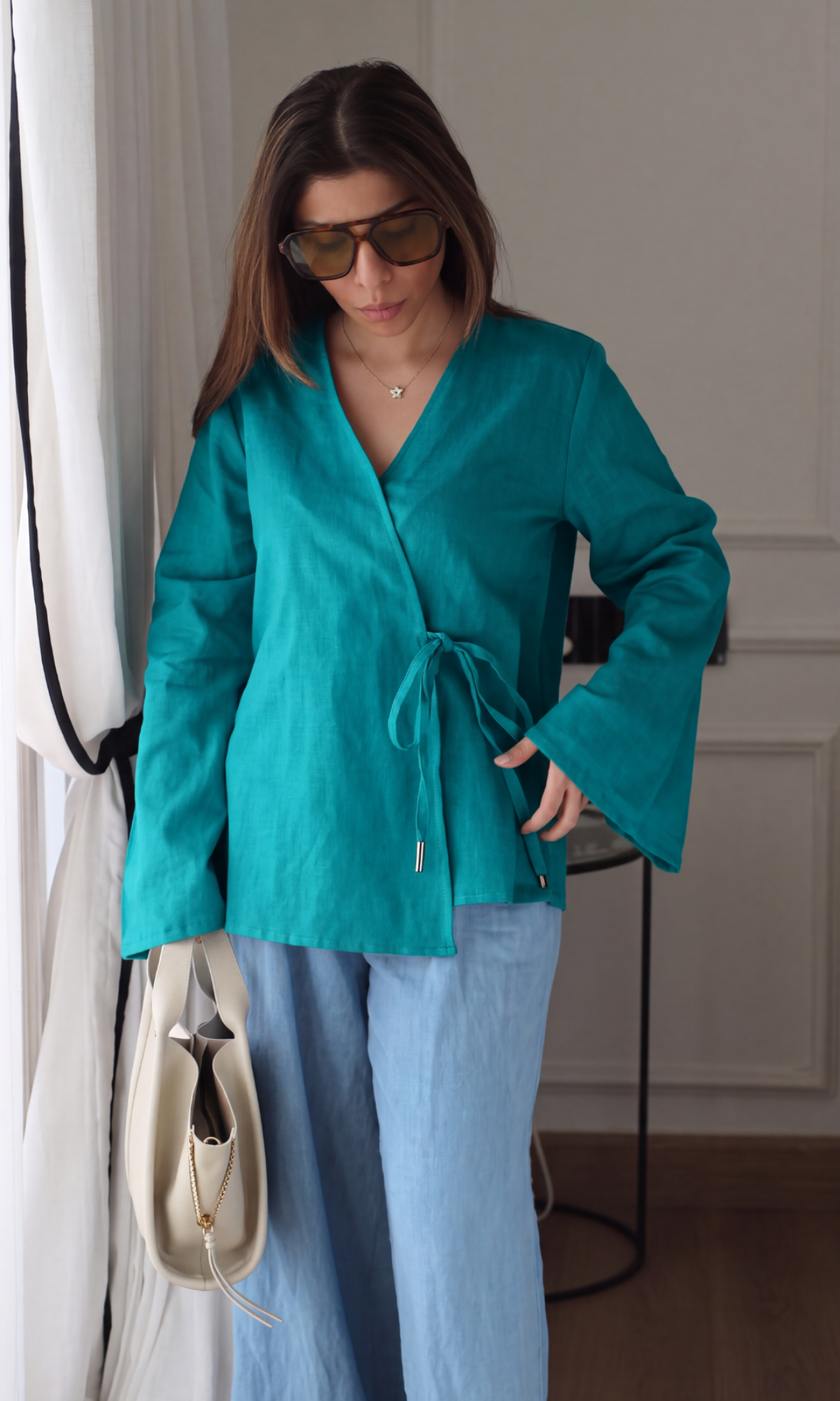 Transformative Teal Kimono Top