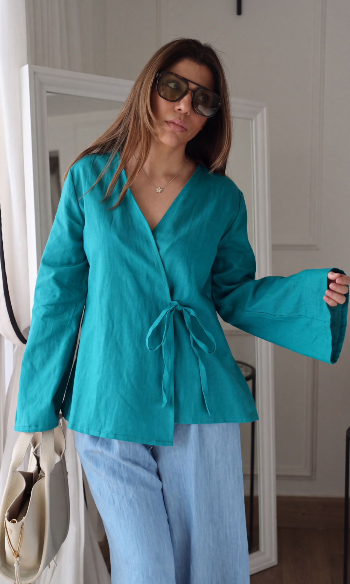 Transformative Teal Kimono Top