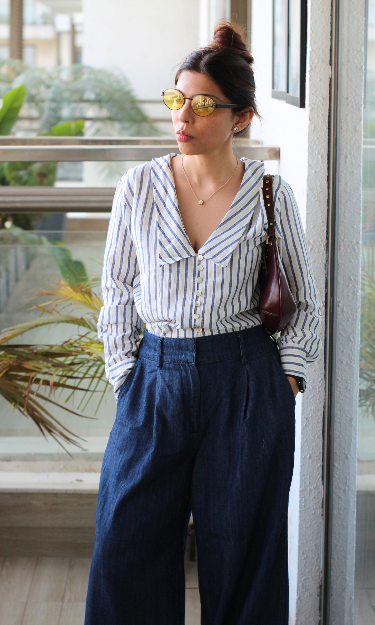 Linear Peter Pan Collared Shirt
