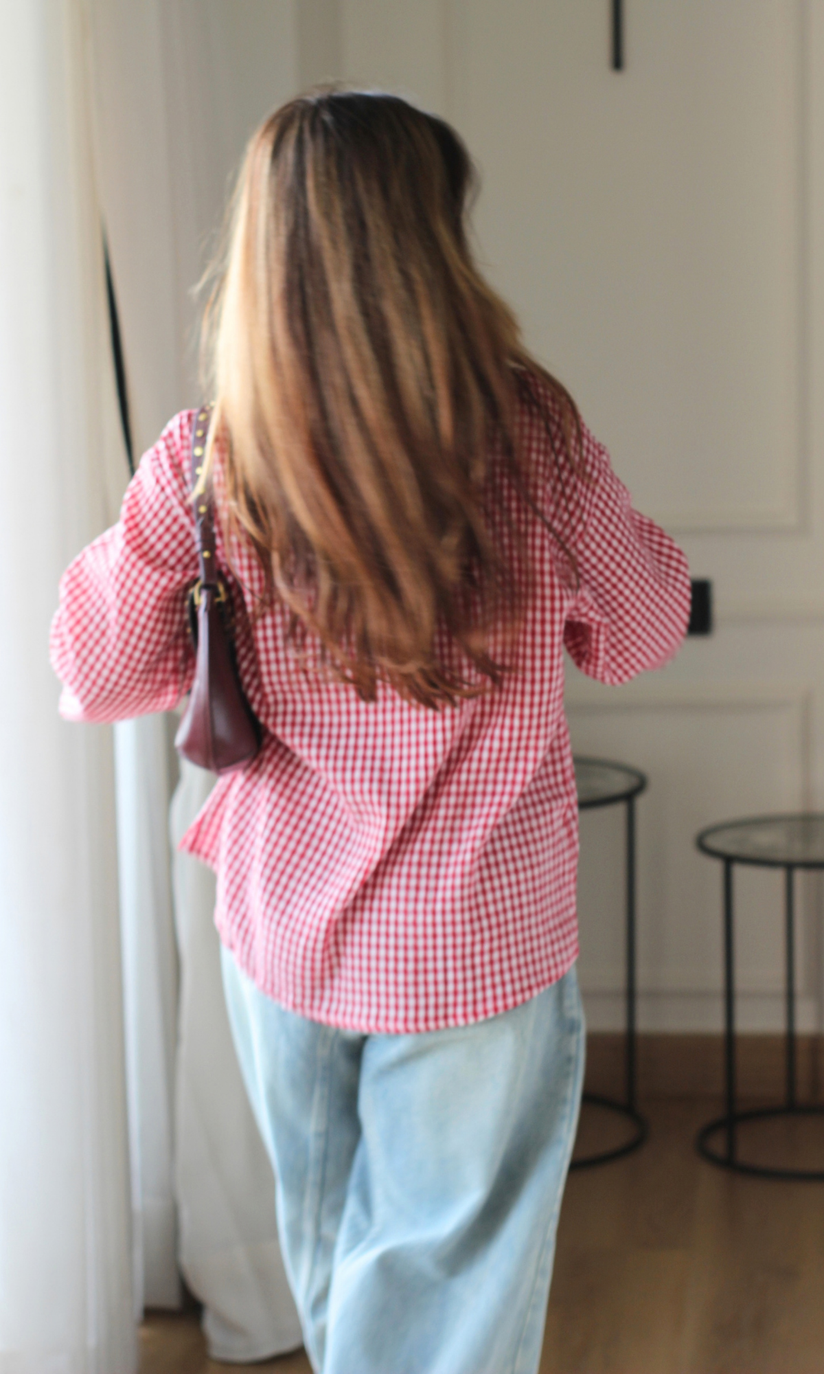 Cherry Red Gingham Boxy Shirt