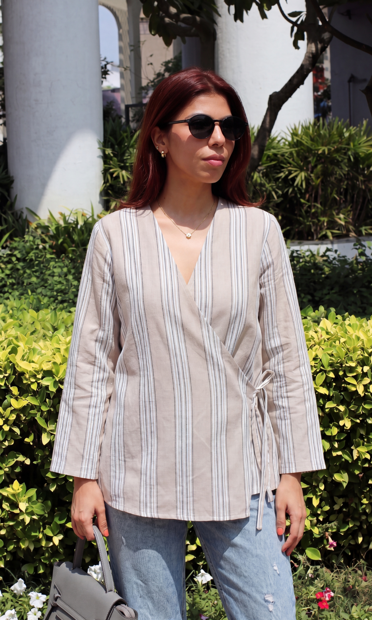 Sand Black Linear Kimono Top