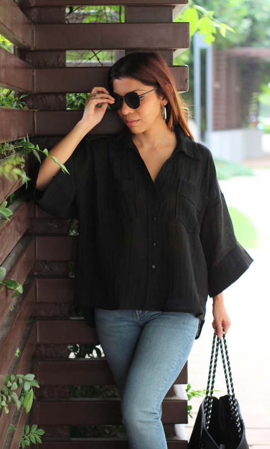 Black Textured Shirt