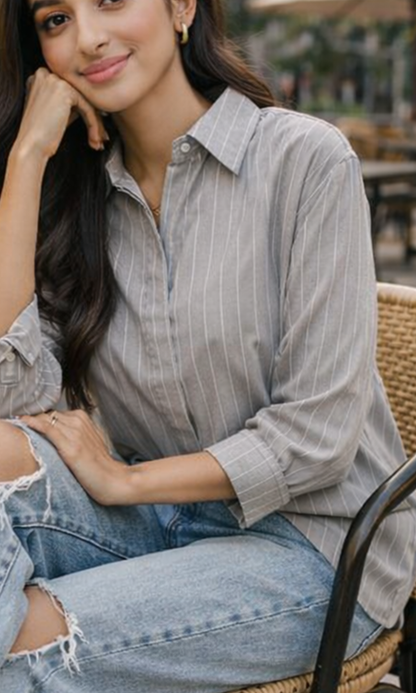 Sand Striped Cotton Shirt