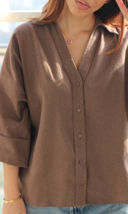 Coffee Cotton Shirt