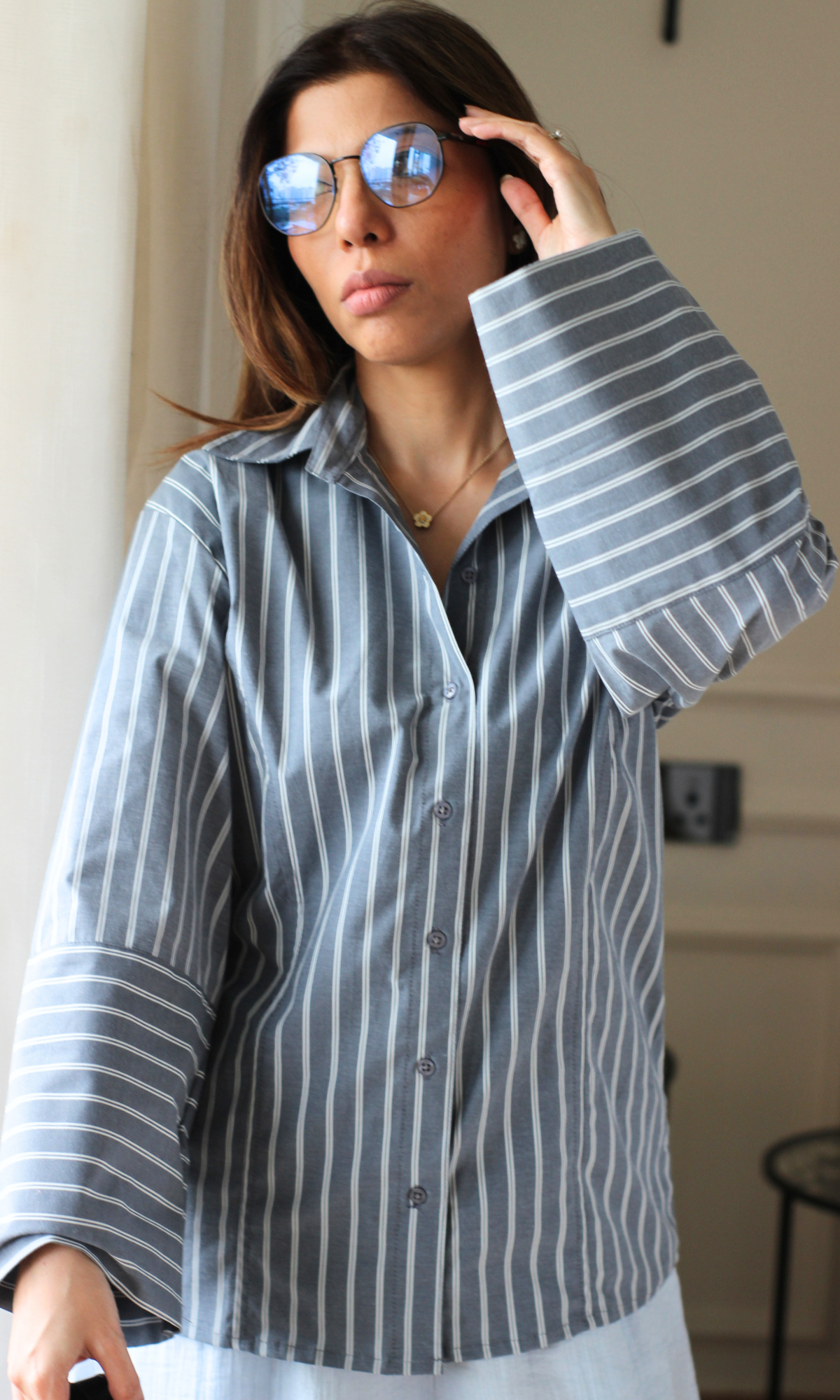 Navy Stripe Sculpted Shirt