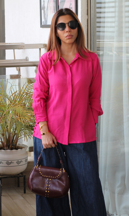 Pink Side-Buttoned Shirt