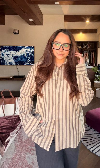 Taupe Smoke Striped Shirt