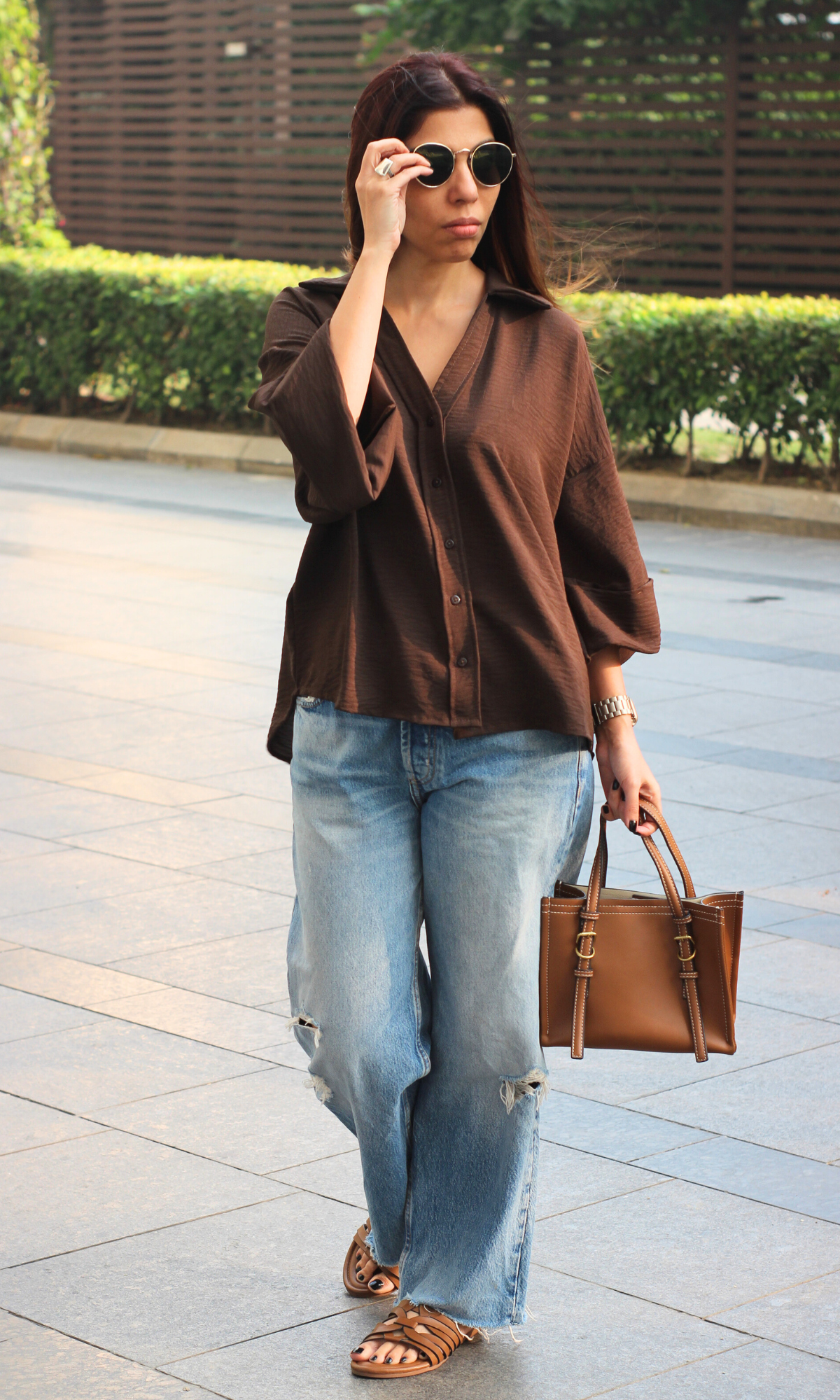 Brown Flowing Shirt