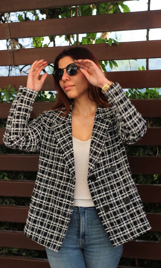 Black Check Tweed Jacket