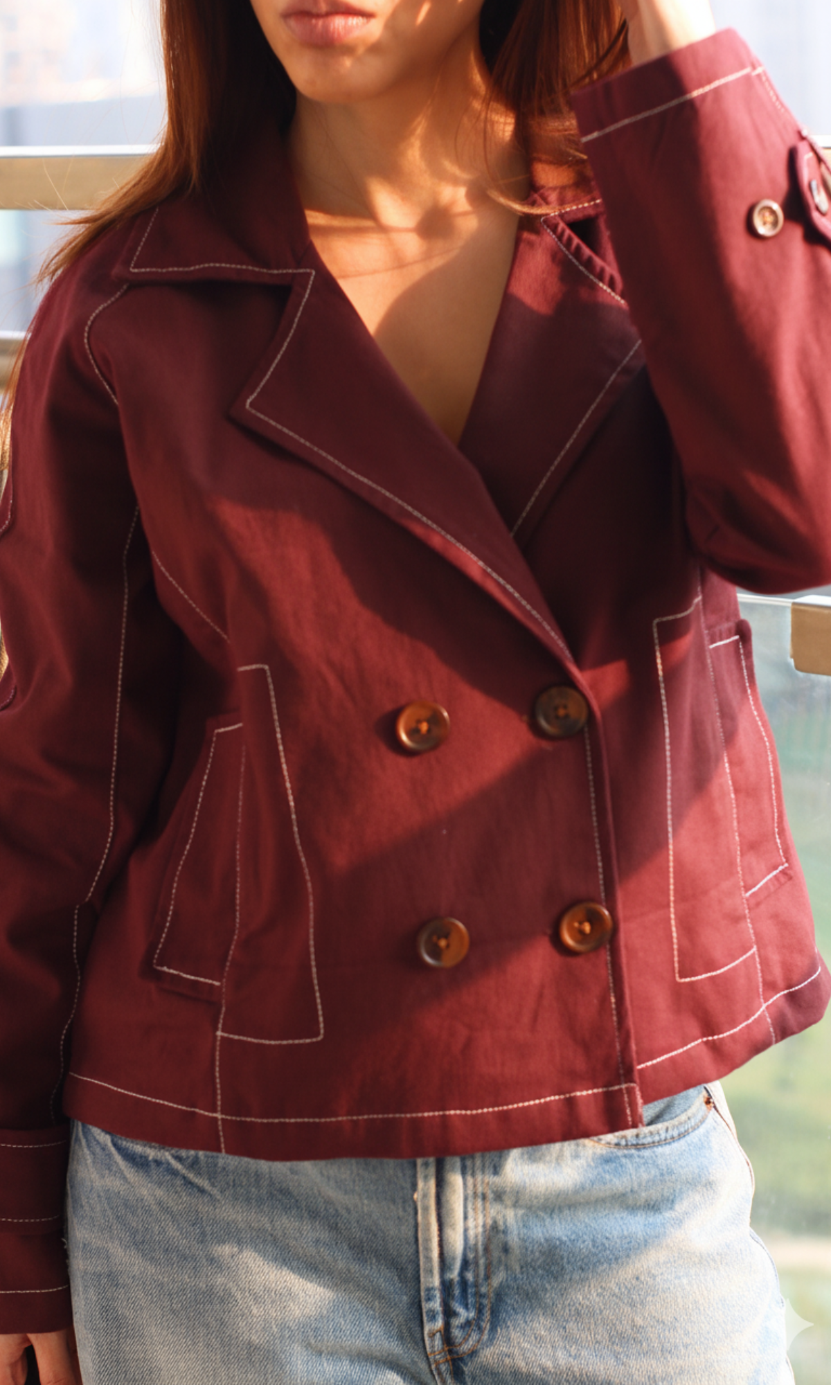 Wine Thread Detail Trench