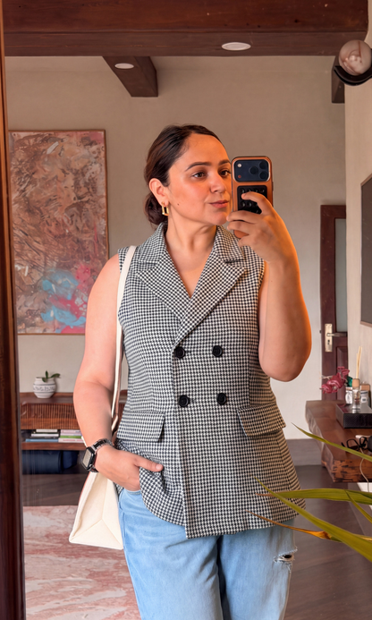 Charcoal Tweed Double-Breasted Waistcoat