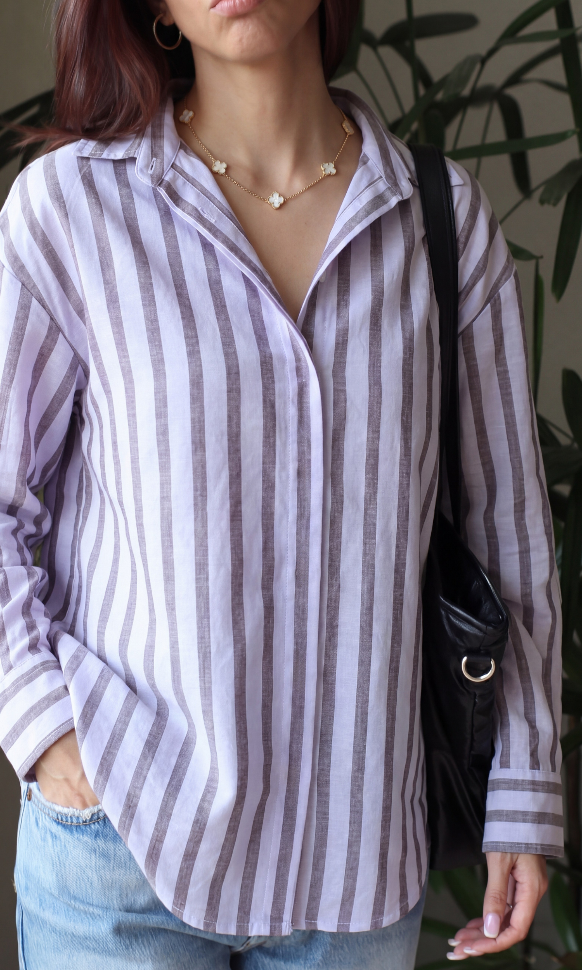 Purple Two-Tone Loose Shirt