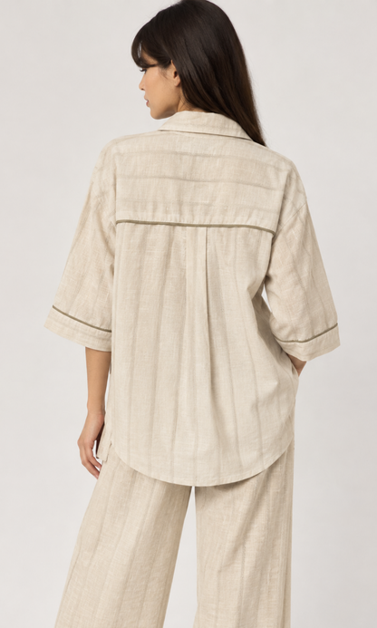 Ivory Sprig-Dot Piped Nightsuit