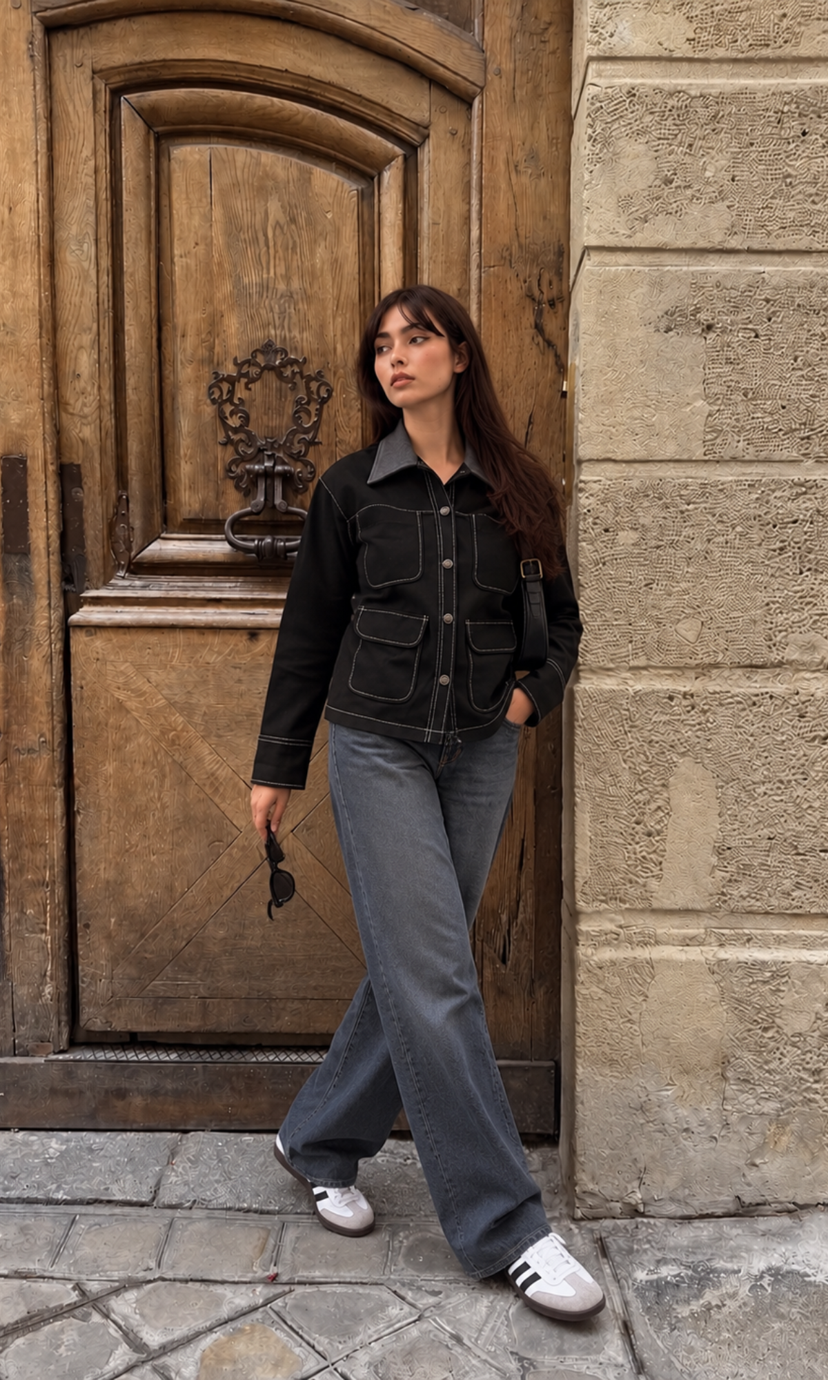 Black Denim Utility Jacket