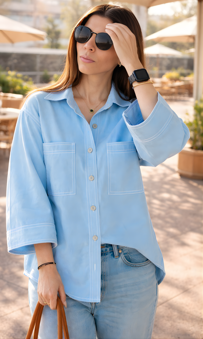 Thread Detail Blue Shirt