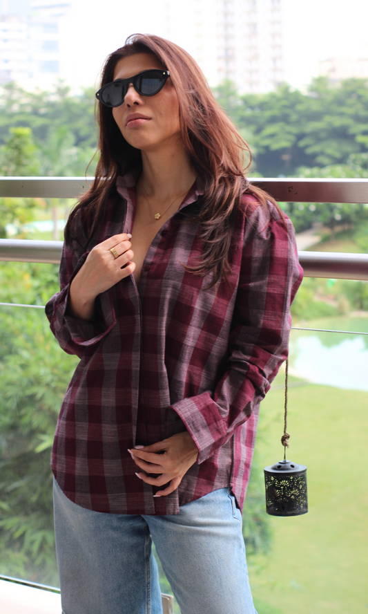Wine & Ash Plaid Check Shirt