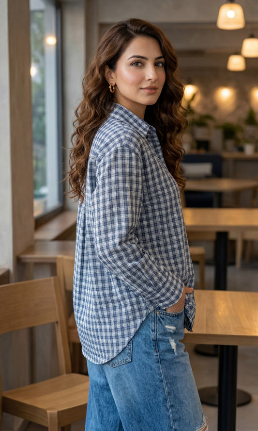 Blue Soft-Checks Shirt