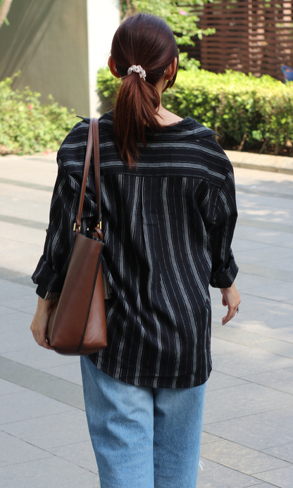 Black Striped Cotton Shirt