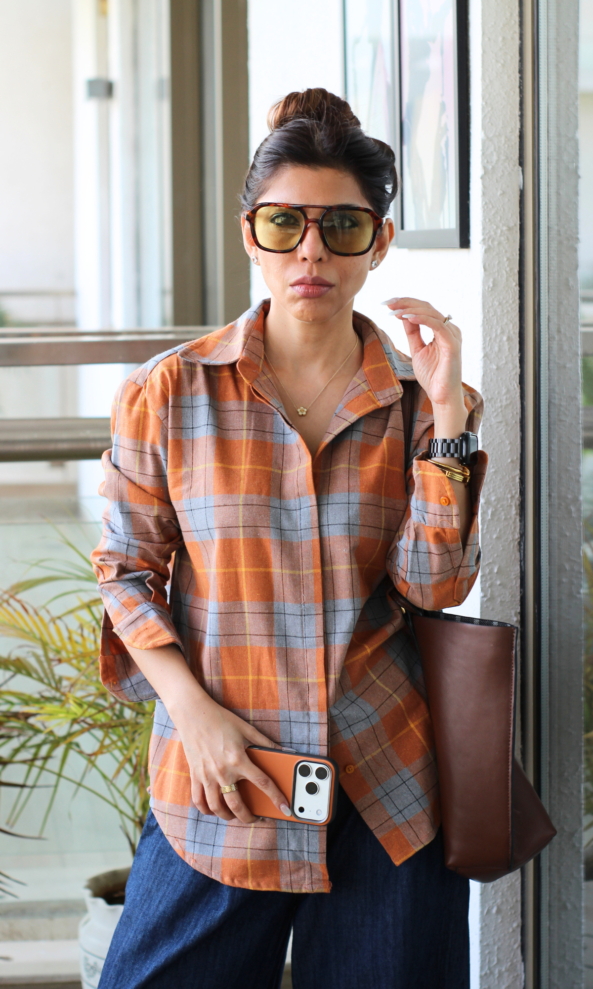Orange Graphite Check Shirt