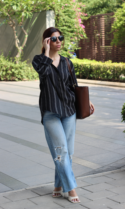 Black Striped Cotton Shirt