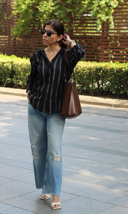 Black Striped Cotton Shirt