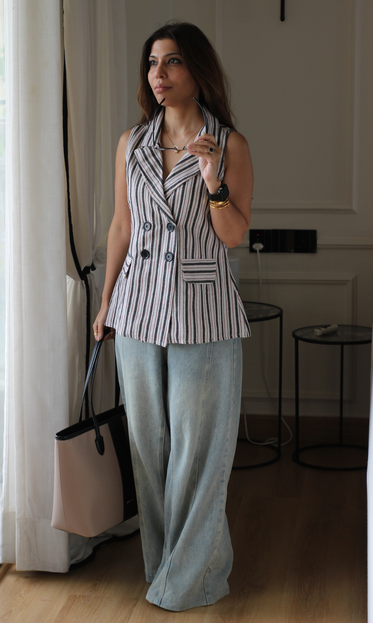 Ivory Stripe Double-Breasted Waistcoat