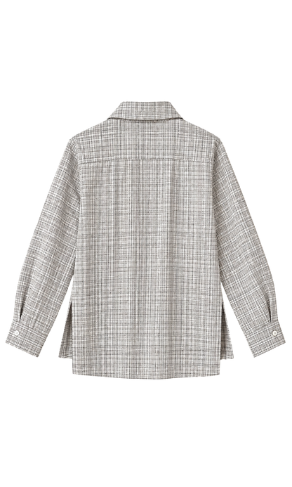 Fringe High-Low Hem Plaid Shirt