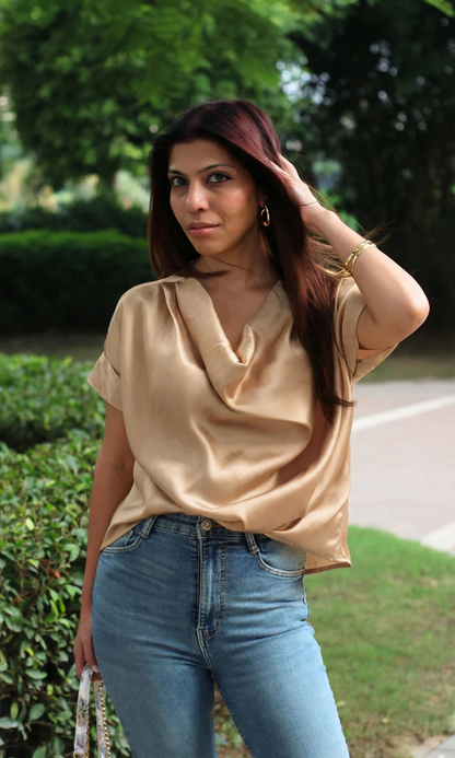 Greyish Mauve Cowl Neck Top