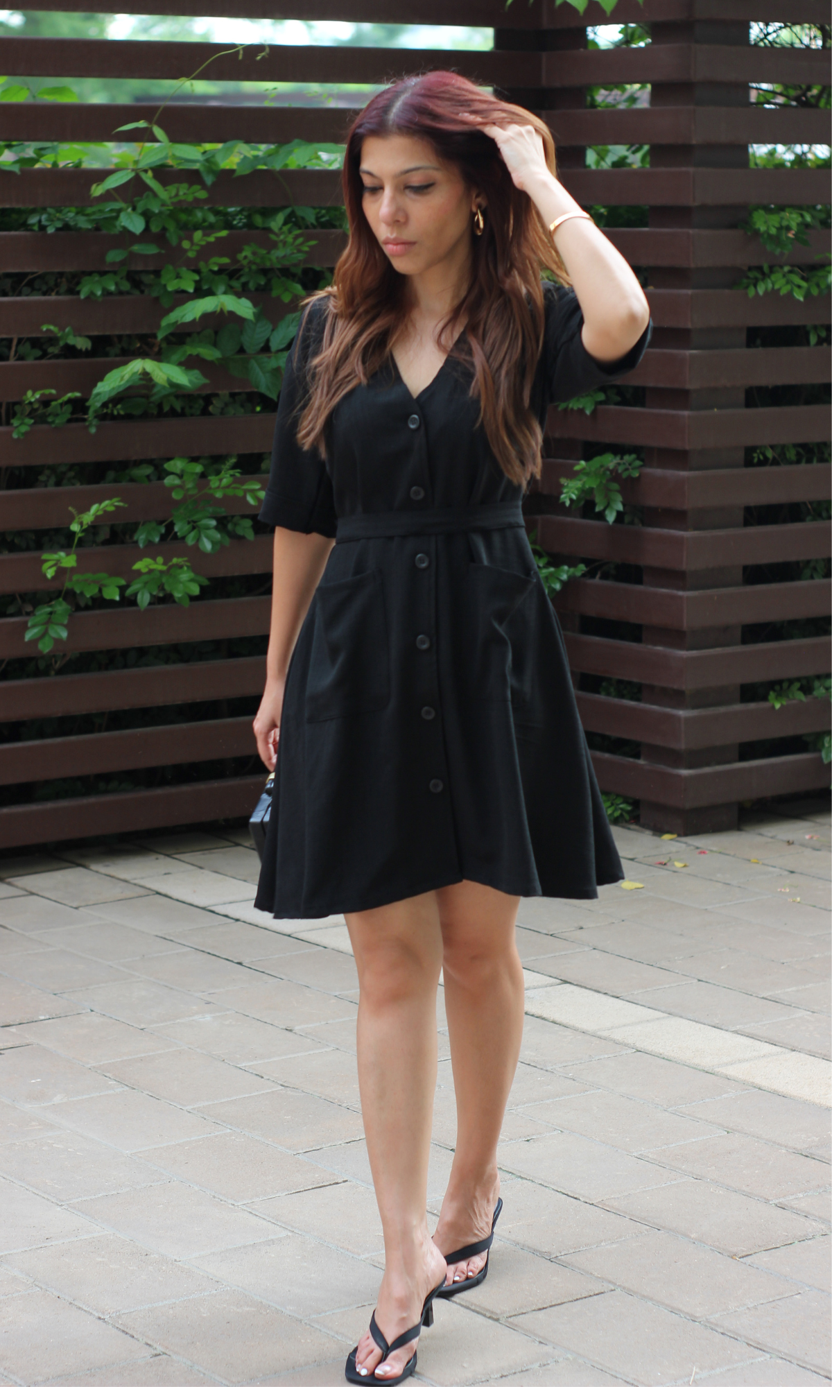 Midnight Buttoned Fit & Flare Dress