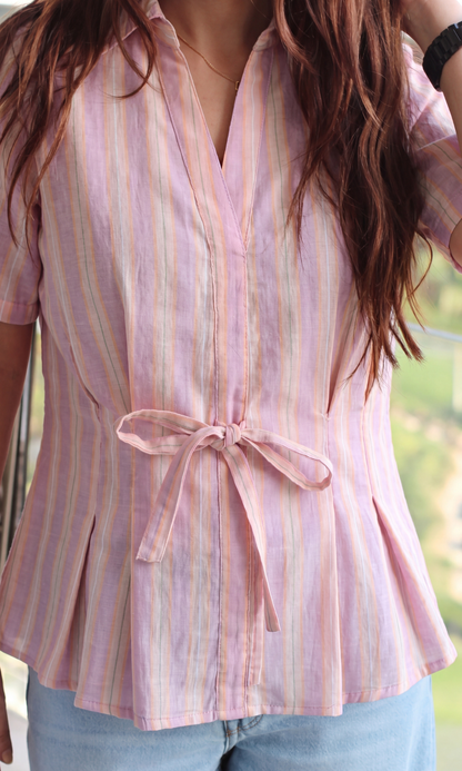 Summer Stripe Tie Detail Top