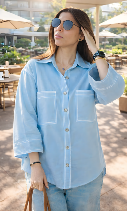 Thread Detail Blue Shirt