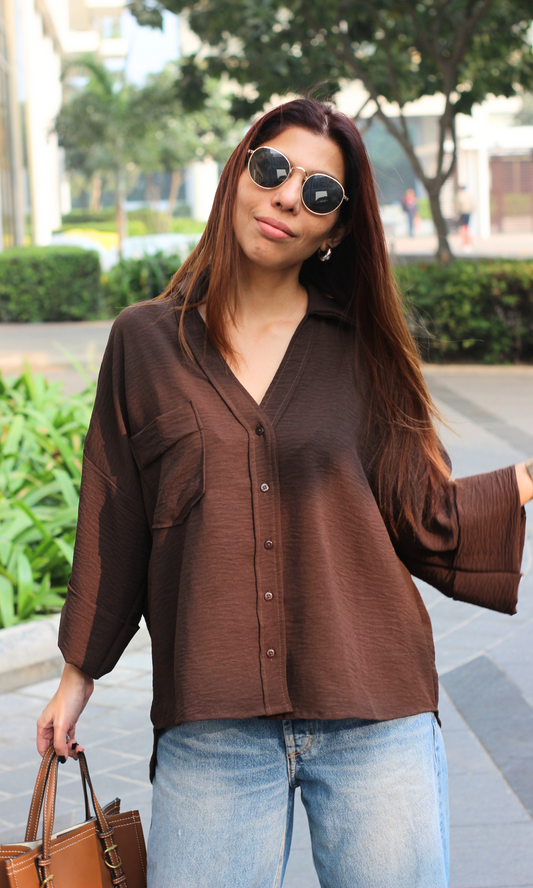 Brown Flowing Shirt